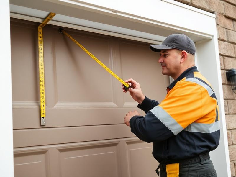 Professional garage door technician measuring for new installation in Orlando